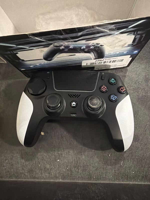 Photo 1 of **UNTESTED**
Wireless Controller for PS5 with RGB LED,TURBO, Dual Vibration, 6 Axis Gyro Sensor, Touchpad, Ergonomic for Playstation 5 Controller, Compatible with PlayStation 5/PC/Mac, Anti-Slip Black and White