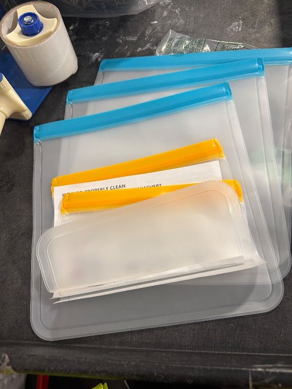 Photo 1 of 10 Pack Dishwasher Safe Reusable Bags, Leakproof Reusable Freezer Bags, BPA Free Food Storage Bags for Lunch Marinate Food Travel - 3 Gallon 3 Snack 4 Sandwich Bags