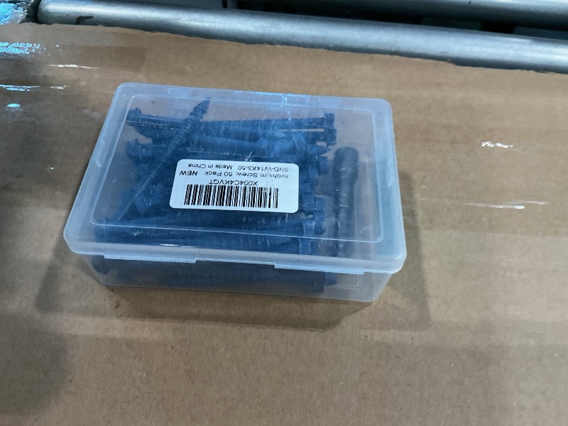 Photo 1 of 1/4" x 3" Concrete Screws, 50 PCS Blue Hex Washer Head Concrete Screws Anchor Kit with Drill Bit and Hex Bit Socket, for Masonry, Cement, Block, Brick or Stucco