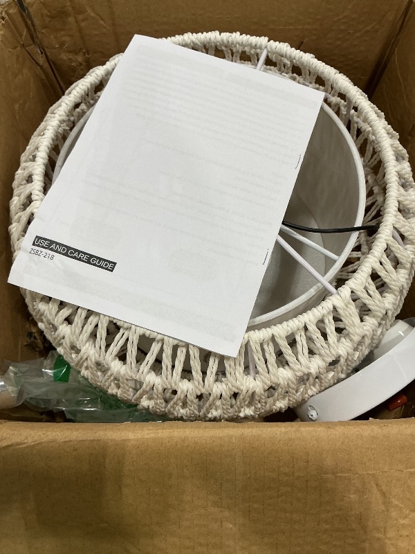 Photo 1 of **UNTESTED**
3-Light White Rattan flush mount ceiling light fixture,12" farmhouse ceiling lights for bedroom,Fabric Shade rattan ceiling light boho ceiling light living room ceiling lights for Hallway Entryway