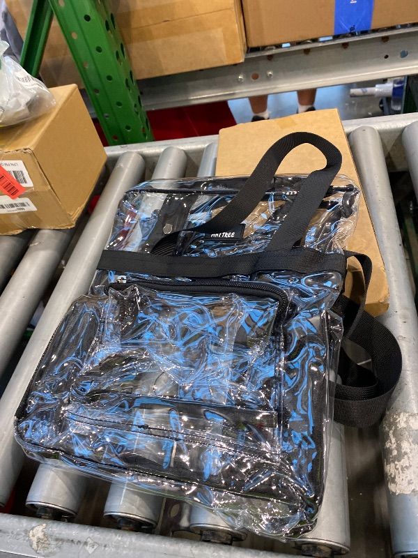 Photo 1 of [SIMILAR ITEM] MAY TREE Clear Bag for Stadium Events, 12×5.5×12 Clear Tote Lunch Bag with Non-detachable Reinforced Straps for Work, Sporting Events and Gym, Black