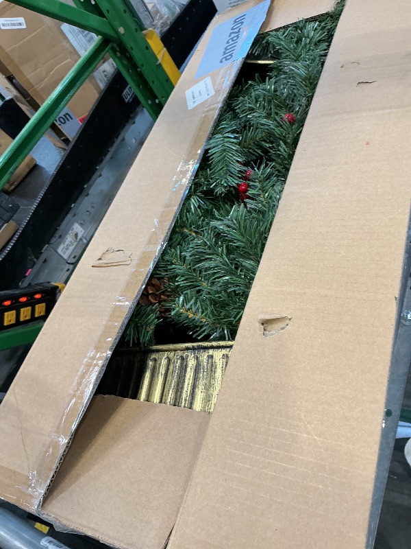 Photo 1 of 2 Pack 4 Ft Artificial Christmas Entrance Tree in Fake Wooden Box Base with 60 LEDs Warm White Light Timer Waterproof Battery Box Operated 140 Branches 14 Pinecone 12 Berries Xmas Decor for Door Porch