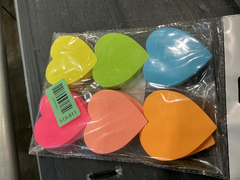 Photo 1 of (12 Pads) Heart Sticky Notes 3x3 Inches, Valentines Gifts?Cute Bright Colors Self-Stick Pads, Easy to Post for Home, Notebook, 72 Sheets/pad