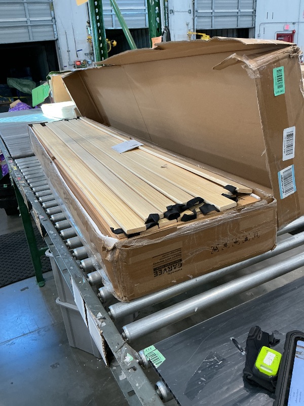 Photo 1 of ***UPDATED 5/22*** IDEALHOUSE Rattan Bed Frame King Size with Natural Rattan Headboard & LED Lights, Wood King Bed Frame with Solid Wood Foundation, No Box Spring Needed, Natural
