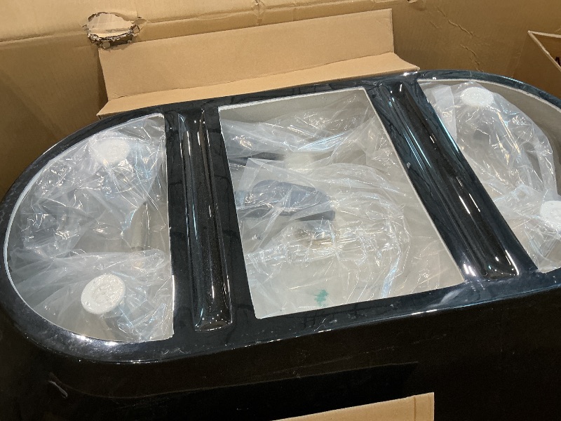 Photo 1 of *MAJOR DAMAGE*
GarveeHome 59 Inch Acrylic Freestanding Bathtub, Deep Soaking Tub with White Interior Black Exterior, Oval Stand Alone Acrylic Bathtub, Simple Clean Modern Tub for Home, Apartment, Bath, Chrome Drain