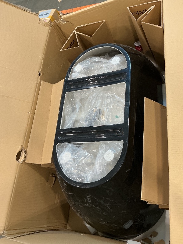 Photo 1 of *MAJOR DAMAGE*
GarveeHome 59 Inch Acrylic Freestanding Bathtub, Deep Soaking Tub with White Interior Black Exterior, Oval Stand Alone Acrylic Bathtub, Simple Clean Modern Tub for Home, Apartment, Bath, Chrome Drain