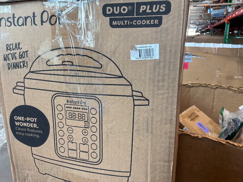 Photo 1 of [Important: See Clerk Notes] Instant Pot Duo Plus 9-in-1 Multicooker, Pressure Cooker, Slow Cook, Rice Maker, Steamer, Sauté, Yogurt, Warmer & Sterilizer, Includes App with Over 800 Recipes, Stainless Steel, 6 Quarts