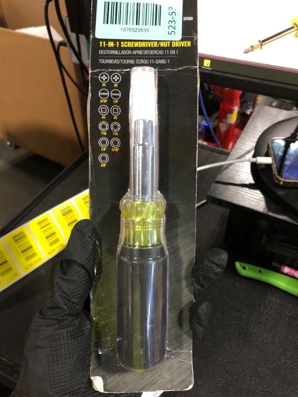 Photo 1 of **UNTESTED**
Klein Tools 32500 11-in-1 Screwdriver/Nut Driver Set, 8 Bits (Phillips, Slotted, Torx, Square), 3 Nut Driver Sizes, Cushion Grip Handle