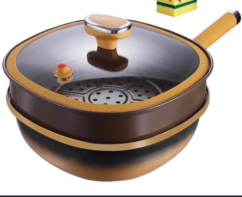 Photo 1 of 12in Titanium Alloy Non-Stick Pot with Lid, Multi-Purpose Deep Saute Titanium Frying Pan, Scratch Resistant Frying Pans,Kitchen Accessories for Frying Stir-Frying Stewing Cooking