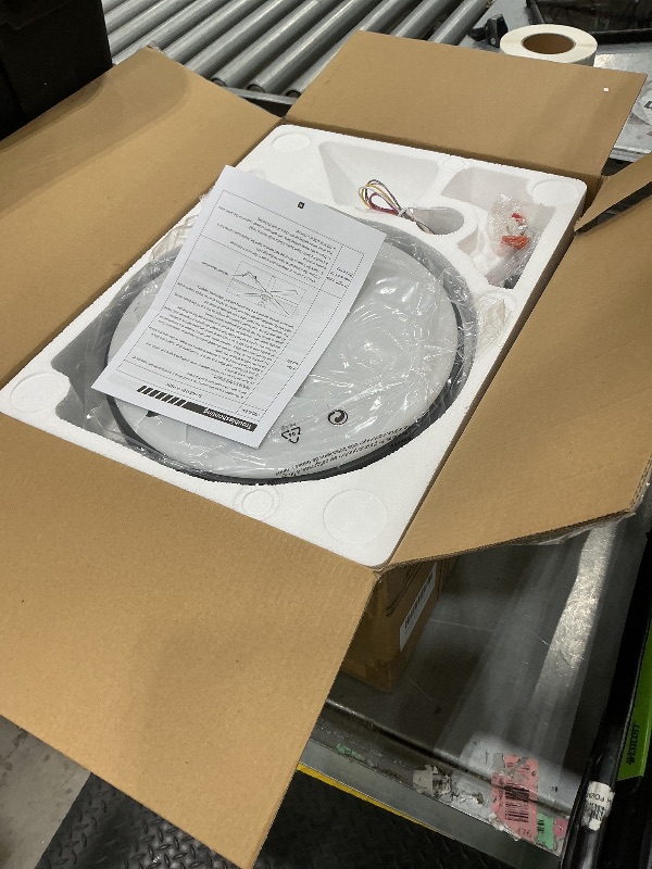 Photo 1 of **UNTESTED**
52 Inch Ceiling Fan with Lights and Remote, 30W 12" LED Panel Flush Mount Ceiling Fan, 6-Speed Quiet DC Motor Modern Low Profile Ceiling Fan with Reversible Blades for Bedroom, Living Room, Patio