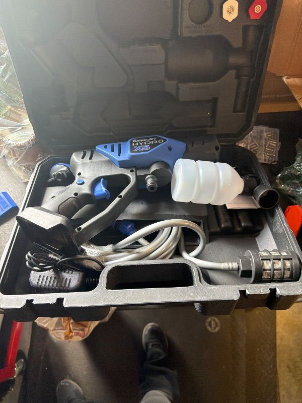 Photo 1 of **Missing the battery**
Ontel Turbo Jet HydroX5 Pro Portable Cordless Pressure Washer (21V 3000mAh Battery), 6-in-1 Nozzle, Dual Water Source, 16ft Detachable Hose