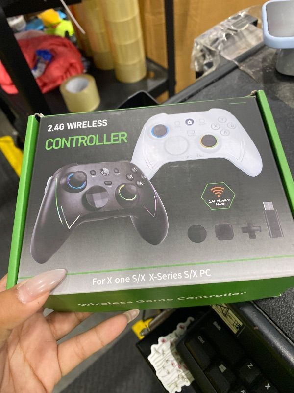Photo 1 of **UNTESTED**
ROTOMOON HD151-S Wireless Game Controller with 7 Colors LED Lighting Compatible with Xbox One S/X, Xbox Series S/X, with 2.4G Wireless Adapter, 3.5mm Audio Jack Gaming Gamepad, Turbo/Programmable