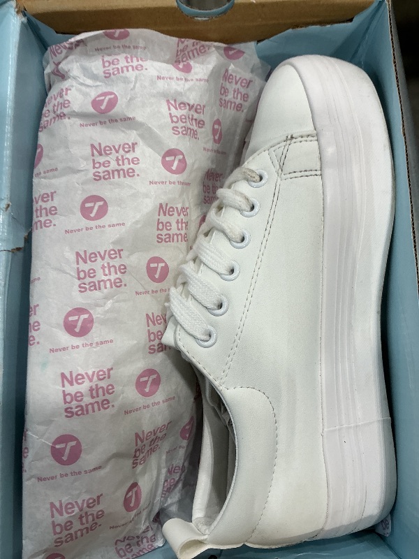 Photo 1 of **USED - MINOR DAMAGE**
JABASIC Women Lace Up Platform Sneakers Comfortable Casual Fashion Sneaker Walking Shoes (7,White)