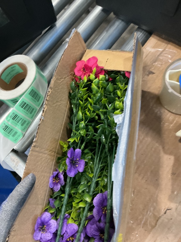 Photo 1 of [Missing violets]LetuoClips Artificial Flowers Fake Plants for Outdoors Spring Decoration, 13Bundles Silk Realistic UV Resistant Faux Flowers for Outside Planter Porch Yard Patio Garden Home Indoor, Mix