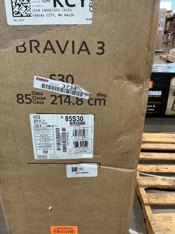 Photo 1 of **NON-FUNCTIONAL**
Sony 85-Inch Class 4K Ultra HD BRAVIA 3 LED Smart TV with Google TV, Dolby Vision HDR, and Exclusive Features for PlayStation®5 (K-85S30) BRAND NEW ITEM NEVER TAKEN OUT OF BOX