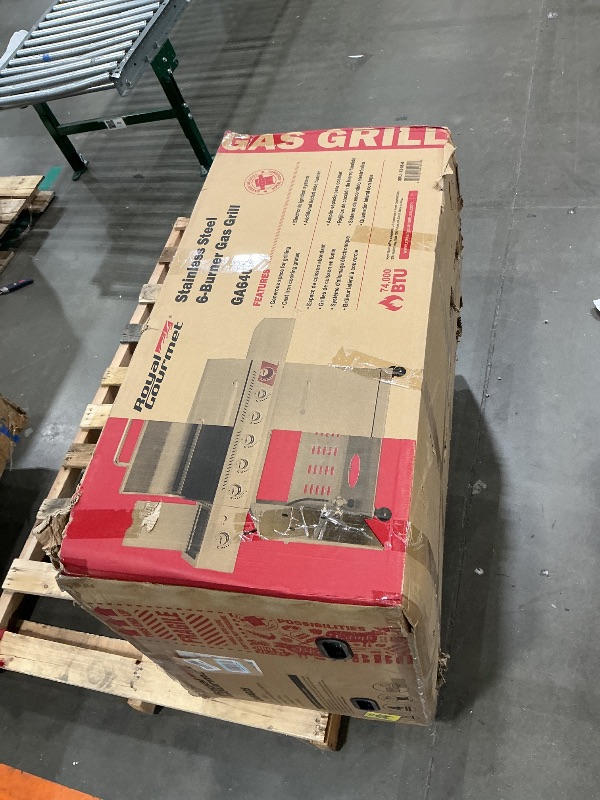 View 2 of ***FINALSALE NO RETURN*** Royal Gourmet GA6402S 6-Burner Propane Gas Grill with Side Burner and Warming Rack, 74,000 BTUs, Cabinet Style Outdoor BBQ Grill for Barbecue Grilling & Backyard Cooking, Silver ITEM NEVER OPENED OVERSIZE ITEM NEEDS PALLET JACK A