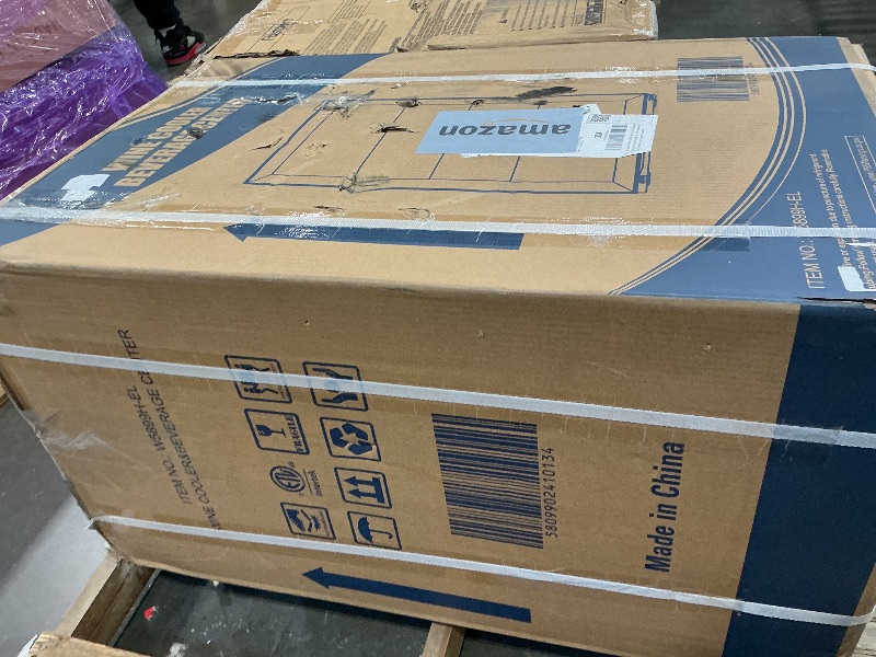 Photo 1 of ** sold as is no refund/return** Electactic Mini Fridge 130 Can Beverage Refrigerator Cooler, 3.2 Cu.Ft Drink Fridge for Soda Wine Beer, Adjustable Temperature Control for Home Office, Black SECURITY STRAPS STILL ON