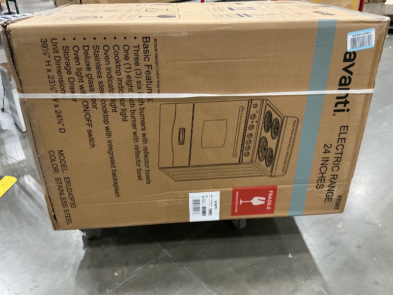 Photo 1 of *FOR PARTS ONLY*
Avanti Compact Series Electric Range Oven with Framed Glass Door, 4 Coil Burners for Flexible Cooking, Pull-Out Storage Drawer, 2.6 Cu.Ft., in Stainless Steel BRAND, NEW ITEM, SECURITY STRAP, STILL ON NEVER OPENED