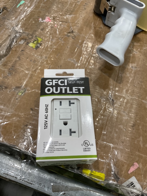Photo 1 of 1-Pack 20 Amp GFI Electrical GFCI Outlet Self-Test Tamper Resistant (TR) Weather Resistant (WR) Ground Fault Receptacle with LED Indicator UL Listed Standard Wall Plate Included White