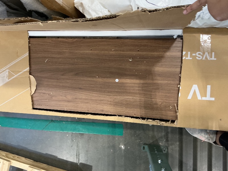 Photo 1 of **UNTESTED**
BRITEMART TV Stands for Living Room, 70 Inch Large Entertainment Center Fluted TV Stand with Storage, Boho Media Console Wood Television Table with Cable Management Hole, Walnut