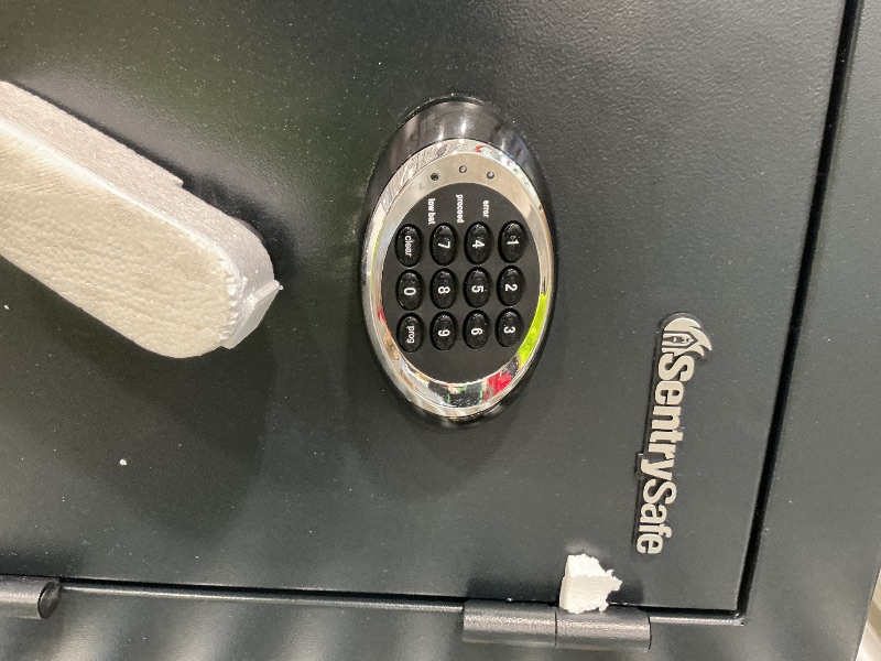 Photo 1 of *MAJOR DAMAGE*
SentrySafe Fireproof and Waterproof XX-Large Black Steel Home Safe, DOJ-Certified with Digital Keypad Lock for Guns or Documents, 3.39 Cubic Feet, 27.8 x 21.7 x 19 Inches, EF3428E