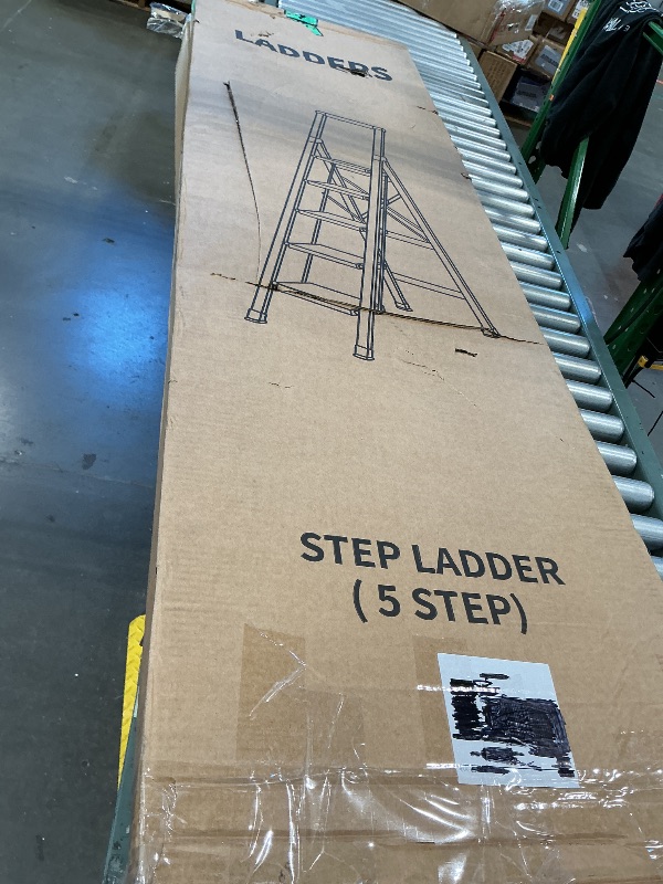Photo 1 of **UNTESTED**
5 Step Step Ladder,Lightweight Folding Step Stool with Anti-Slip Aluminum Wide Pedal&Convenient Handgrip,Steel Ladder for Household and Office(Gold)