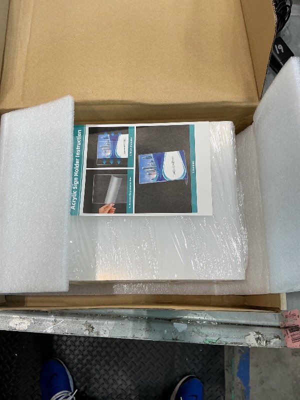 Photo 1 of 12 Pack Acrylic Sign Holder 8.5x11 Inches, Clear Plastic Table Paper Display Stand, L-Shape Vertical Menu Holder Stand, Clear Picture Photo Flyer Display Stand for Restaurants, Store, Office Desktop