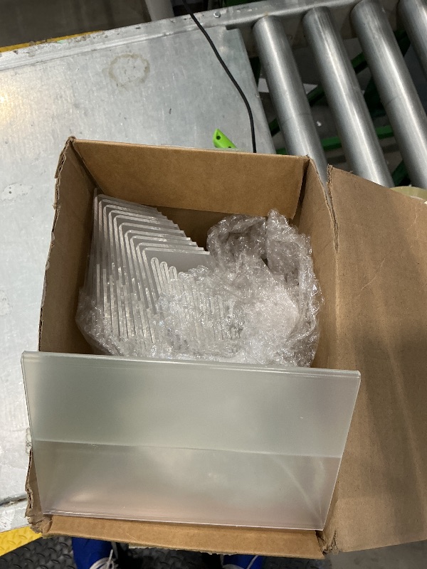 Photo 1 of 10x4cm L Shaped Horizontal Signage Paper Promotion Plastic Display Stands Price Acrylic Label Card Holders on Table 60 pc