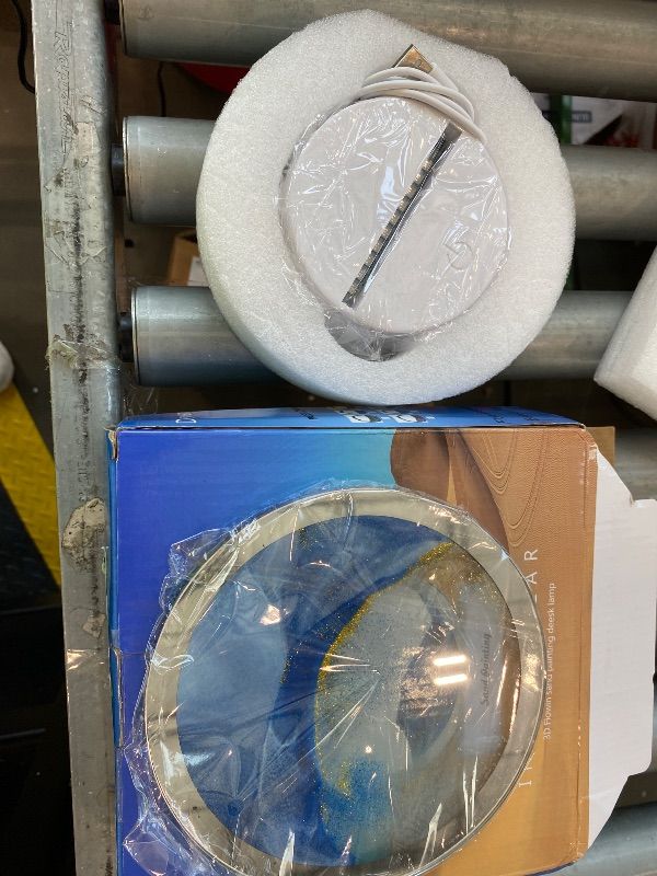 Photo 1 of [Missing Parts NO SILICON RING AROUND GLASS]rysnwsu Moving Sand Art Picture Round Glass 3D Deep Sea Sandscape in Motion Display Flowing Sand Frame, Large Desktop Art, Home & Office Desktop Decorations(Blue, Button-Crotrol)