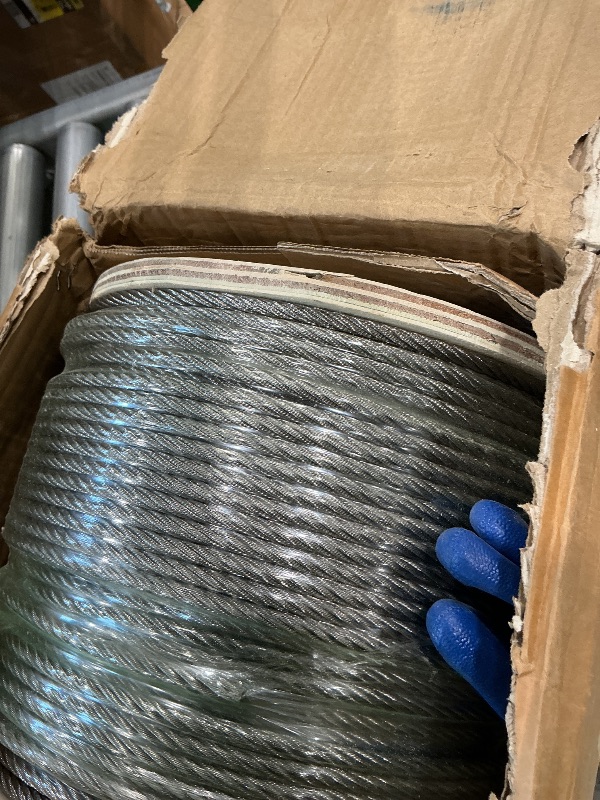 Photo 1 of 1/4" Stainless Steel Cable,7x19 Strand Aircraft Wire Rope,Cable for Heavy Duty Applications,Outdoor Pulley Cables,Deck Railing, with Gloves,Breaking Strength 6400 Ibs,600FT