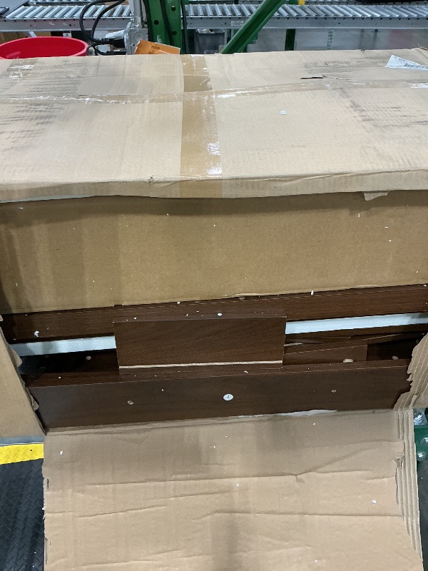Photo 1 of *MISSING PARTS**
30 Inch Bathroom Vanity with Sink, Modern Bathroom Sink Cabinet with 2 u-Shaped Drawers & Open Shelf, Premium Glossy Ceramic Basin with Overflow, Waterproof Wood Vanity for Small Bath- Walnut