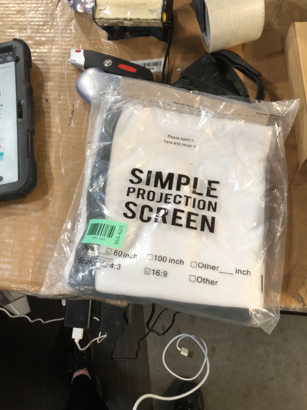 Photo 1 of ***MISSING PARTS***
Projector Screen Portable Outdoor Movie: Projection Screens Stand 4K Cinema 80 inch for Camping White