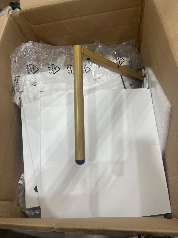 Photo 1 of ***PARTS ONLY , FOR HARDWARE AND WOOD PIECES *** Masupu Nightstand,Mid-Century Modern Bedside Table with Storage Drawer and Open Wood Shelf,Small Gold Frame Side Table for Bedroom,Living Room,White