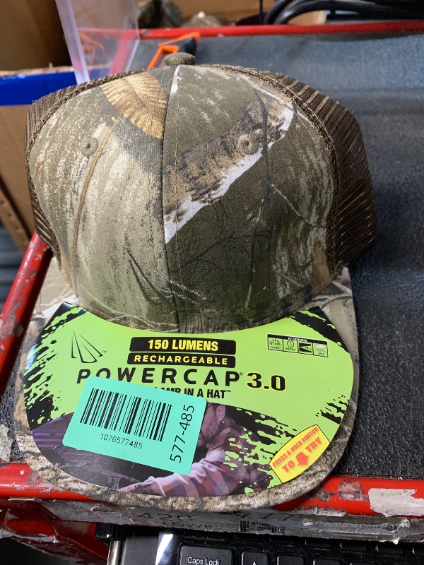 Photo 1 of ***MISSING PARTS*** LED Hat Light - POWERCAP Baseball Cap with Light Built in - LED Cap Visor Light with Bright Headlight and IPX4 Rating (Mossy Oak Mesh)