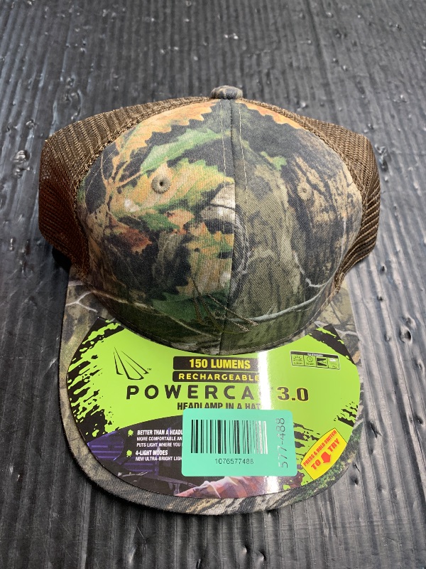 Photo 1 of ***MISSING PARTS*** LED Hat Light - POWERCAP Baseball Cap with Light Built in - LED Cap Visor Light with Bright Headlight and IPX4 Rating (Mossy Oak Mesh)