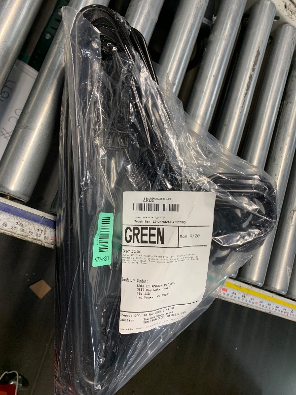 Photo 1 of ***MISSING PARTS***&HOUSE DAY Black Plastic Hangers 50 Pack, Plastic Clothes Hangers with Built-in Hooks, Durable and Strong Plastic Coat Hangers for Closet, Space Saving Clothing Hanger for Shirts, Coats, Skirt, Dress