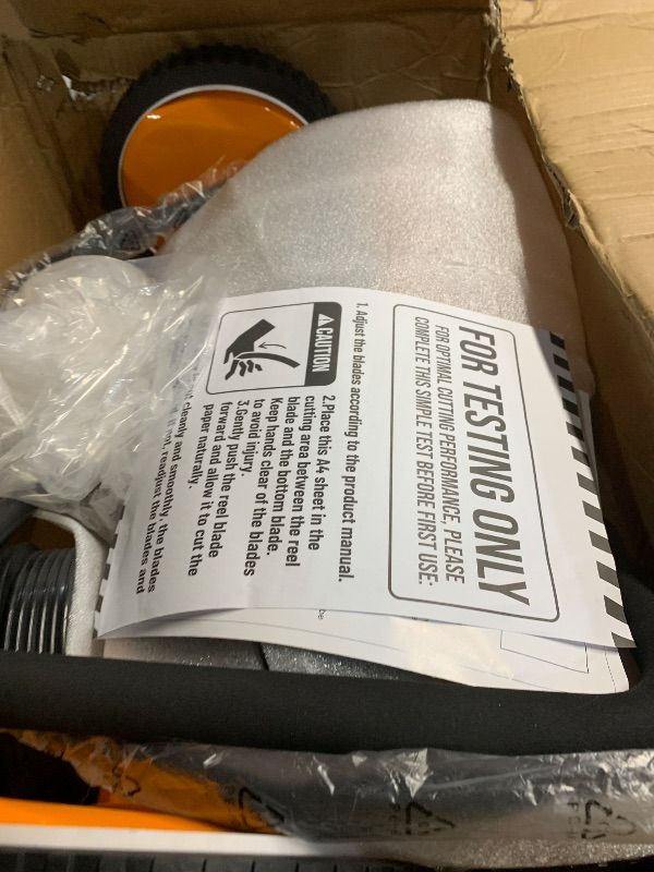 Photo 1 of ***HEAVILY USED SOME PARTS ARE BENT***
Walensee Push Reel Lawn Mower, 18-Inch 5-Blade Cordless Manual Reel Lawn Mower, Walk-Behind Steel Lawn Mower with 9-Position Cutting Height Adjustment & Sponge Grip