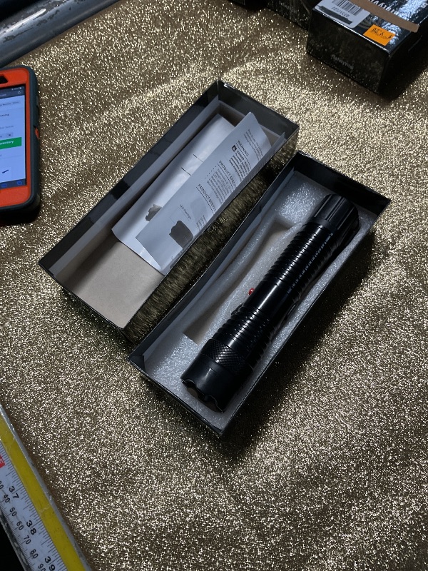 Photo 1 of ***STOCK PHOTO FOR REFERENCE ONLY***BLACK**VTS-T03 Aluminum Stun Gun for Self Defense Rechargeable with LED Flashlight, Blue