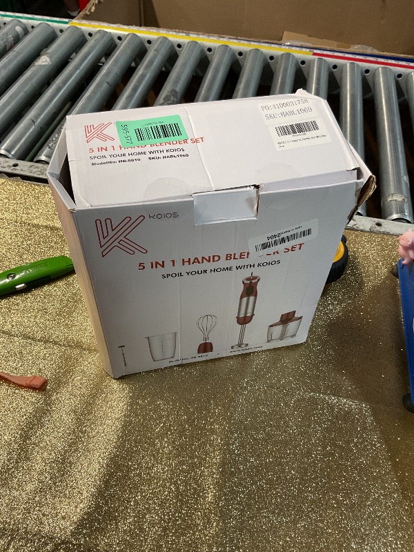 Photo 1 of *** MISSING PARTS ***KOIOS 5-in-1 Hand Immersion Blender, 1000W 12 Speed Handheld Blender Stick with Copper Motor Stainless Steel Blade, 600ml Mixing Beaker,500ml Food Processor, Whisk, Milk Frother, Non-BPA, Red