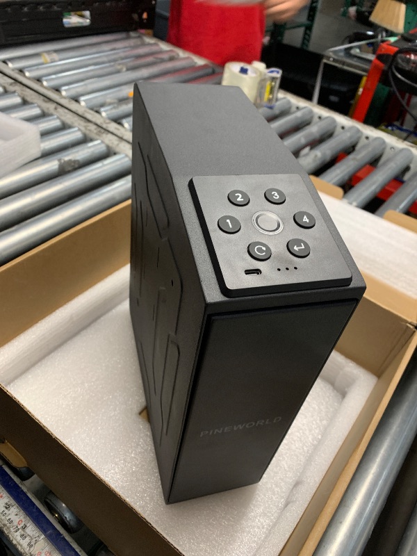 Photo 1 of ***MISSING PARTS*** PINEWORLD Biometric Slider Handgun Safe with Auto Sliding Door&Interior Light, 3 Quick Access Fingerprint Pistol Safes with Mute Mode,Vertical Design with Mounting Bracket for Nightstand, Desk, Truck