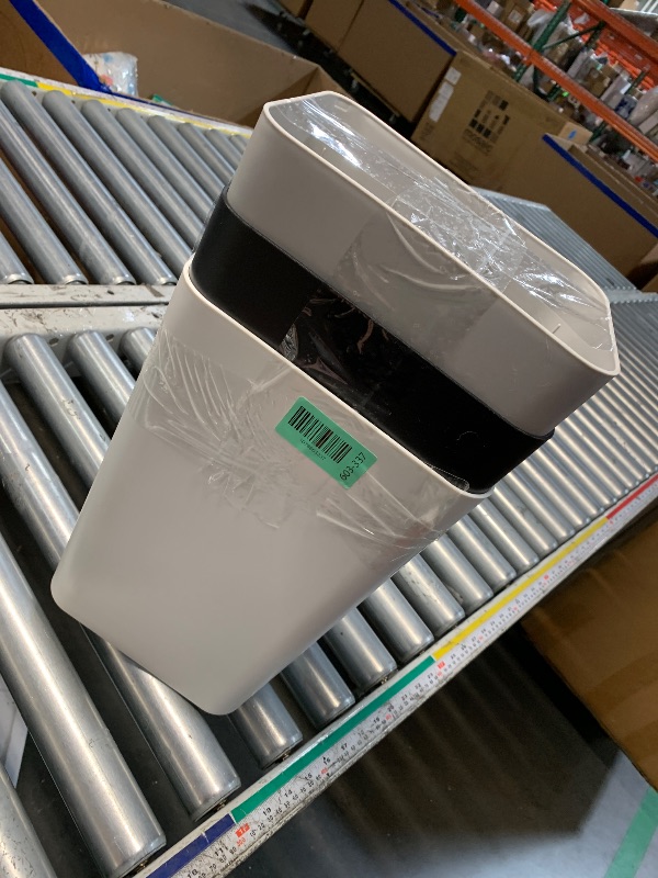 Photo 1 of ***MISSING PARTS*** N. NETDOT 3 Pack Small Trash Can with lid, 3 Gallon Bathroom Trash Can,Garbage Can Slim Trash Bin Waste Basket for Bathroom,Kitchen,Bedroom,Living Room,Office,Laundry - Off White,Black,Grey