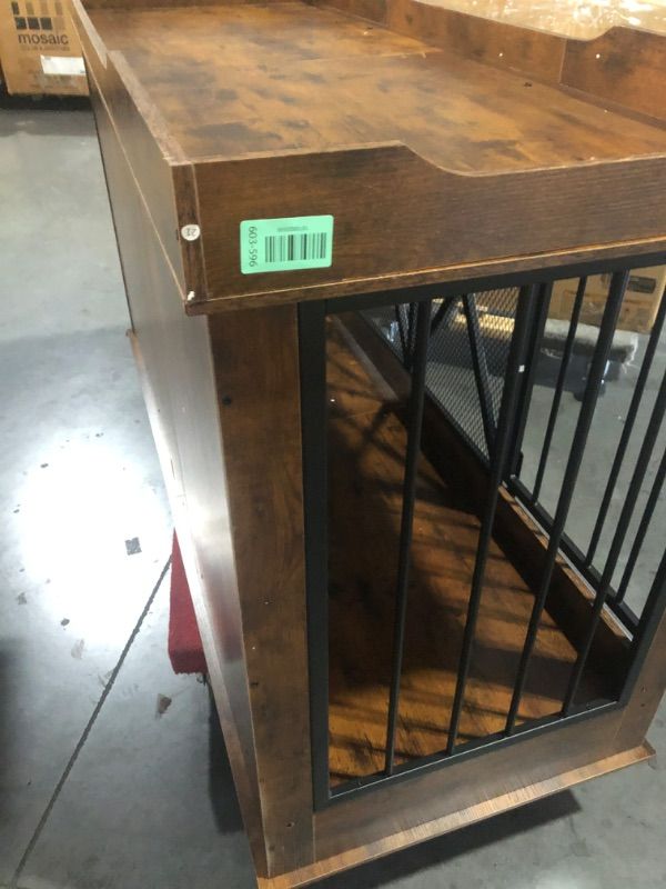 Photo 1 of **STOCK PHOTO FOR REFERENCE ONLY**
Double Dog Crate Furniture, 63 Inch Heavy-Duty Dog Kennel with Center Divider, Sliding Doors, Drawers and Open Shelves, Indoor Dog House for Living Room, Retro Brown