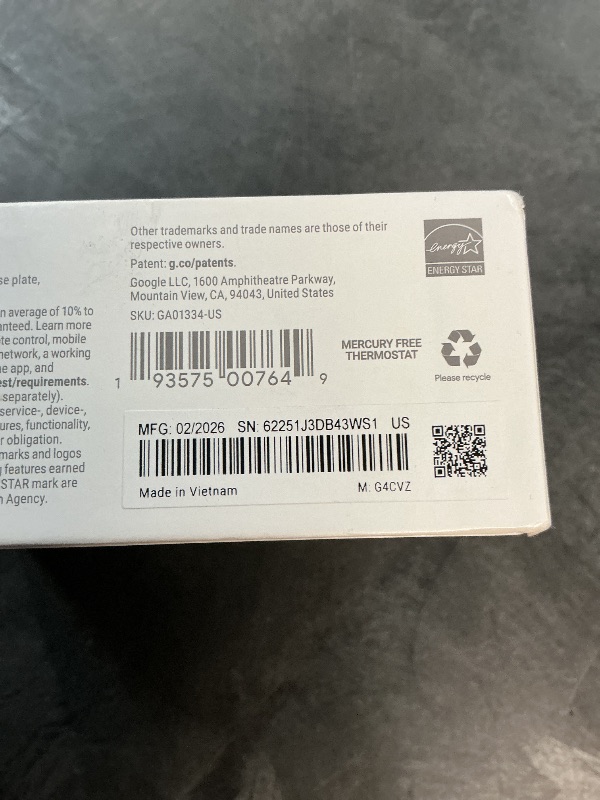 Photo 1 of ***FACTORY SEALED - OPENED FOR INSPECTION***Google Nest Thermostat - Smart Thermostat for Home - Programmable Wifi Thermostat - Snow