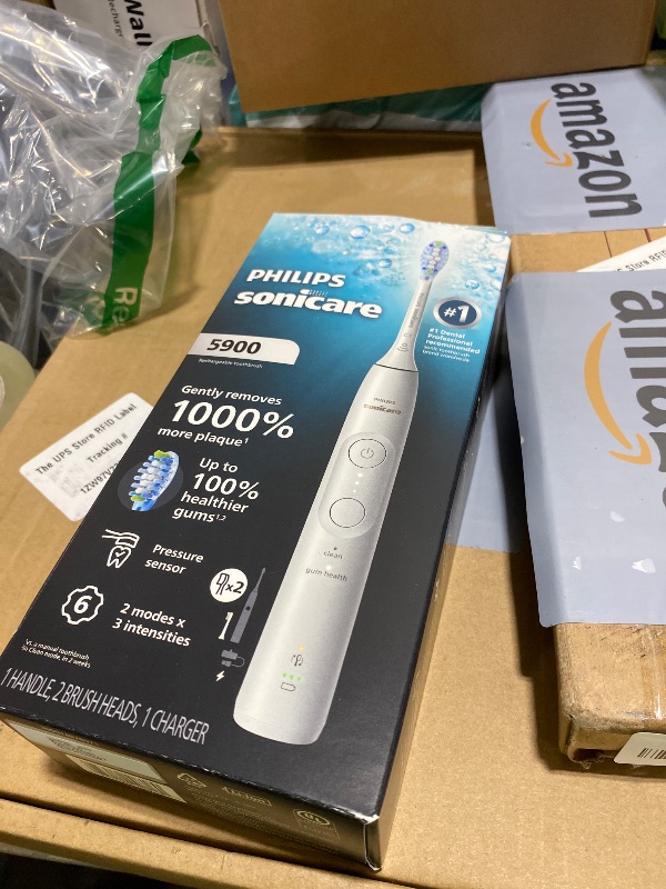Photo 1 of Philips Sonicare 5900 Series Electric Toothbrush - Next-Generation Sonicare Technology, Pressure Sensor, 6 Brushing Settings, SmarTimer, BrushPacer, 21-Day Runtime, White, Model HX7130/02