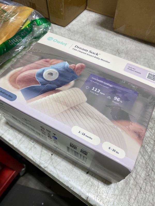 Photo 1 of Owlet Dream Sock - Smart Baby Monitor with 2.4 GHz Wi-Fi - Foot Sensor to Track Heartbeat and Oxygen O2 Levels in Infants - Notifications for Night Wakings, Movement and Sleep State - Bedtime Blue