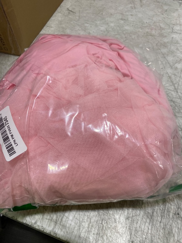 Photo 1 of 60-Inch Pink 2-in-1 Tulle Table Skirt for 5-Foot Round Table – Stretch Spandex Fitted Cover, Light & Elegant with Ruffle, Wrinkle-Resistant – For Wedding, Birthday, Baby Shower & Party Decor?1Pack?