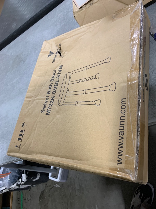 Photo 1 of Vaunn Medical Tool-Free Assembly Adjustable Swivel Shower Stool Seat Bench with Anti-Slip Rubber Tips for Safety and Stability