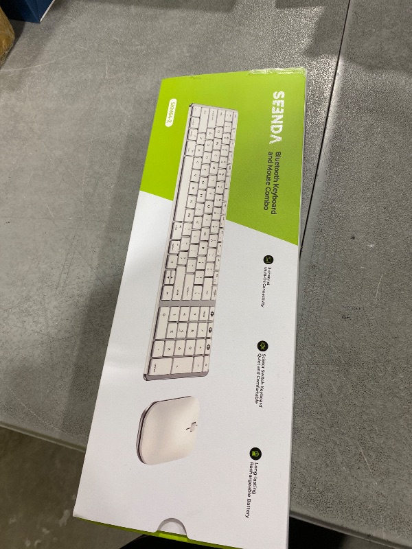 Photo 1 of seenda Bluetooth Keyboard and Mouse Combo for Mac, SKM64-2 Rechargeable Slim Wireless Keyboard Mouse Compact, 3 Multi-Device Connection, Compatible for Mac, MacBook Pro/Air, iPad, White Silver