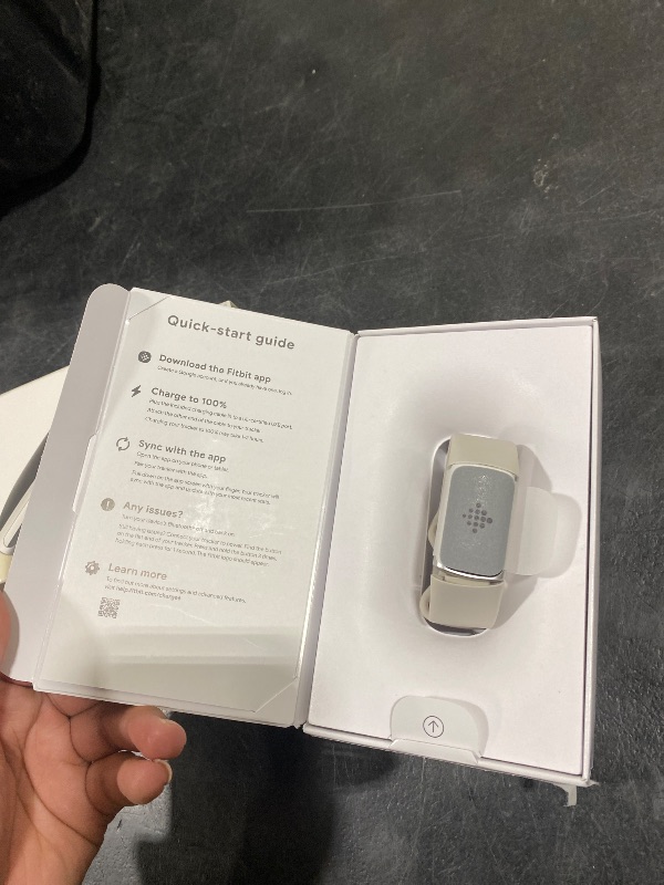 Photo 1 of Fitbit Charge 6 Fitness Tracker with Google apps, Heart Rate on Exercise Equipment, 6-Months Premium Membership Included, GPS, Health Tools and More, Porcelain/Silver, One Size (S & L Bands Included)