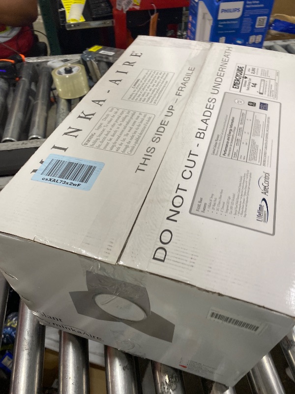 Photo 1 of Minka-Aire F410L-WH Slant 36 Inch Ceiling Fan with DC Motor and Integrated 18W LED Light Kit in White Finish